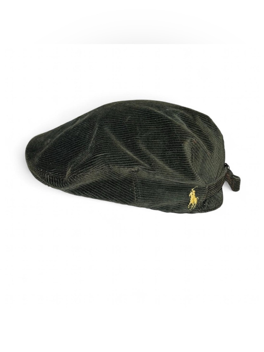 Vintage Polo Ralph Lauren Corduroy Newsboy Flat Cap Hat Green Plaid Lined S/M
